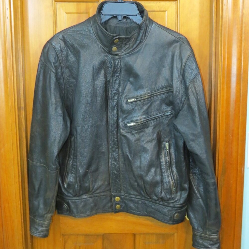 Vintage Men's Mid Way Brown Leather Jacket Size 42